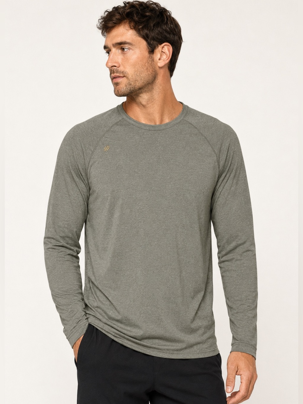 Rhone Atmosphere Long Sleeve Performance Shirt Fatigue Green Mens Large Athletic